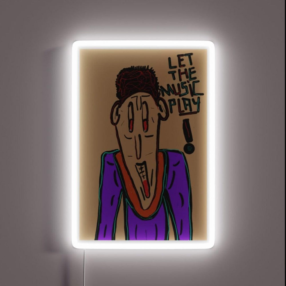 Let The Music Play Rgb Led Neon Sign Bar Uv Neon Quote Wall Art