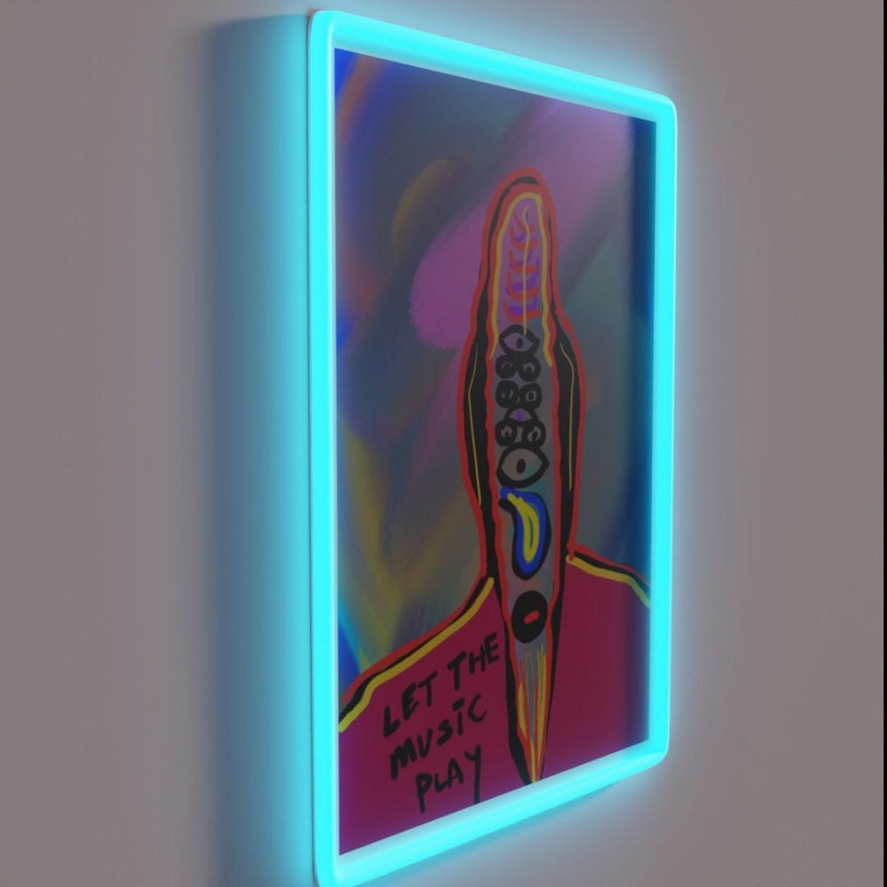 Let The Music Play Rgb Led Neon Sign Bar Uv Printed Decor Custom Neon