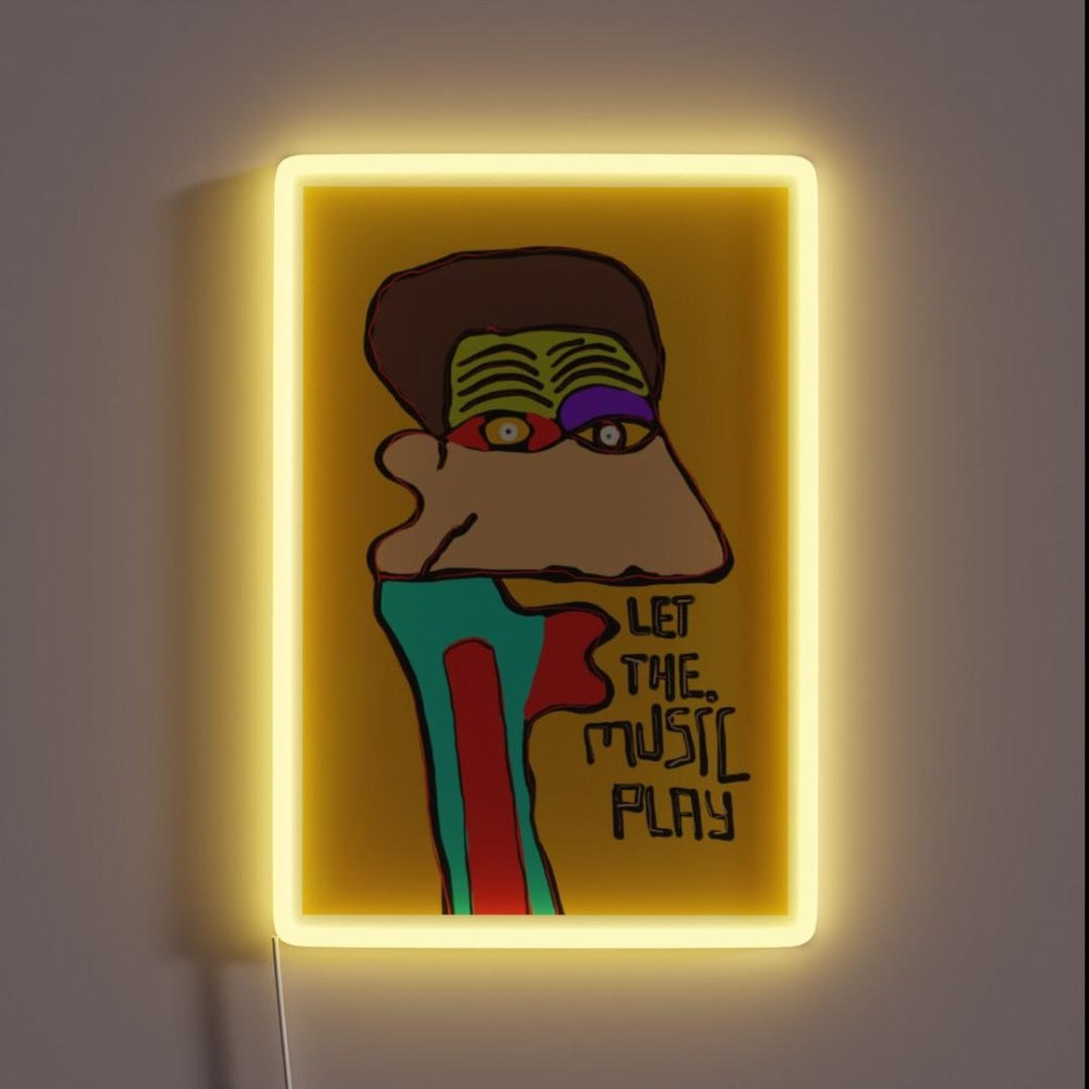 Let The Music Play Rgb Led Neon Sign Bar Uv Printed Neon Art Sign