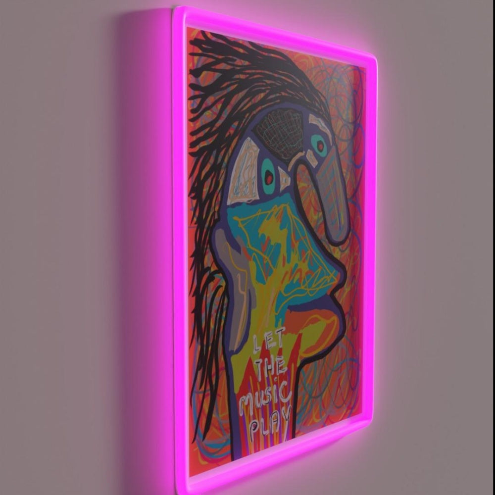 Let The Music Play Rgb Led Neon Sign Bar Uv Wall Decor Custom Neon