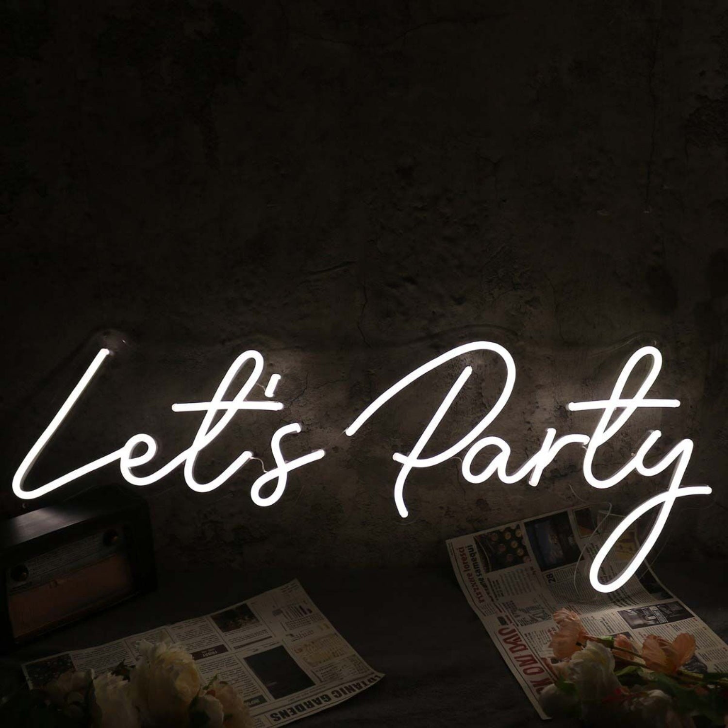 Let Us Party White Led Neon Sign | Shineneon