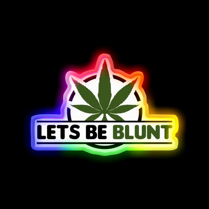 Lets Be Blunt Hemp Inspired Green Leaf Led Neon Sign Rgb Color - LED neon sign close-up detail