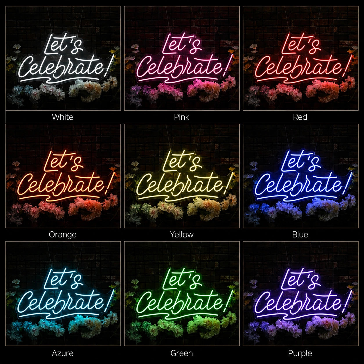 Lets Celebrate LED Neon Sign day and night comparison