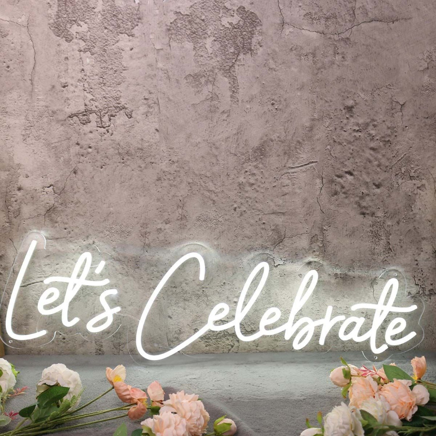 Lets Celebrate White Led Neon Sign - Shineneon