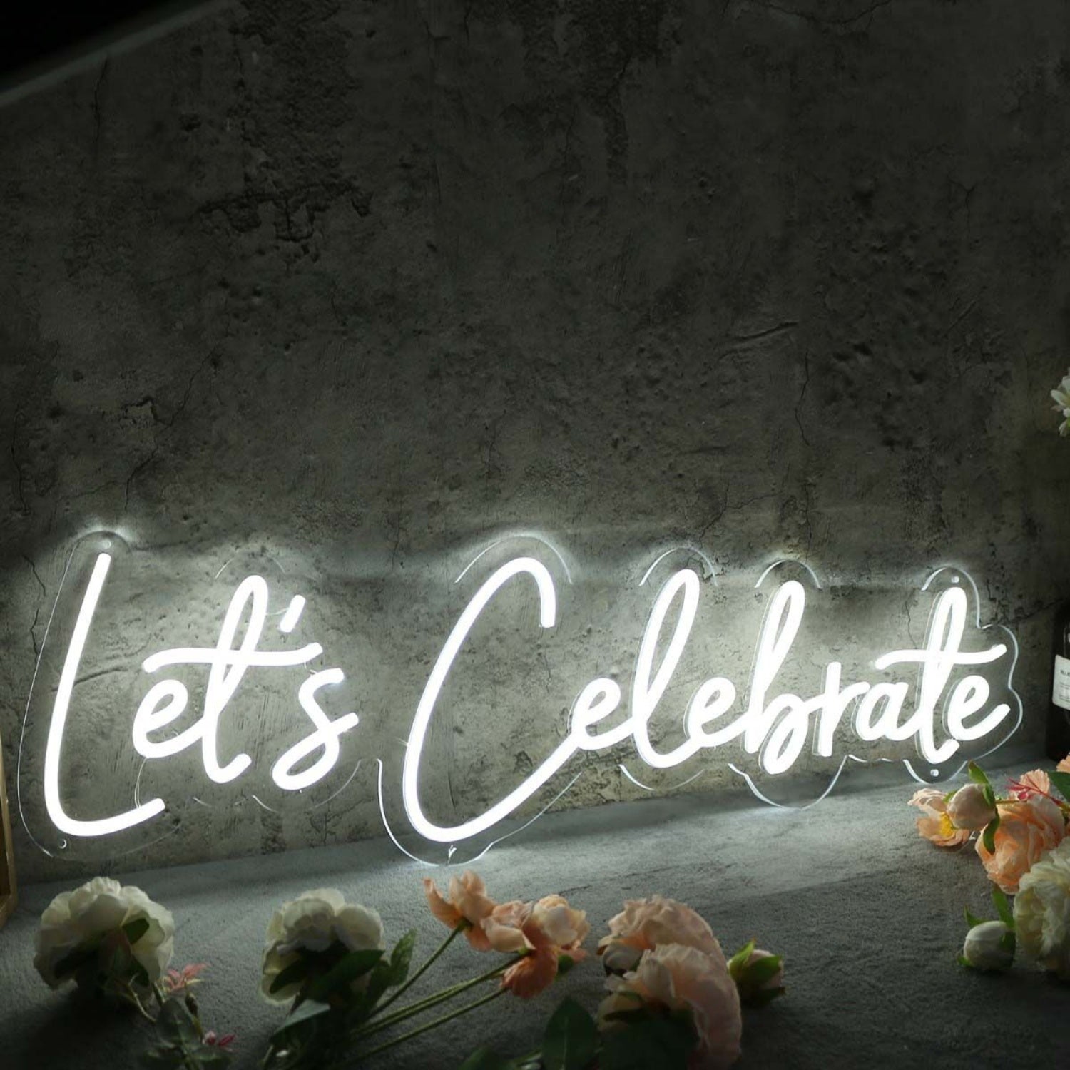 Lets Celebrate White Led Neon Sign - Shineneon