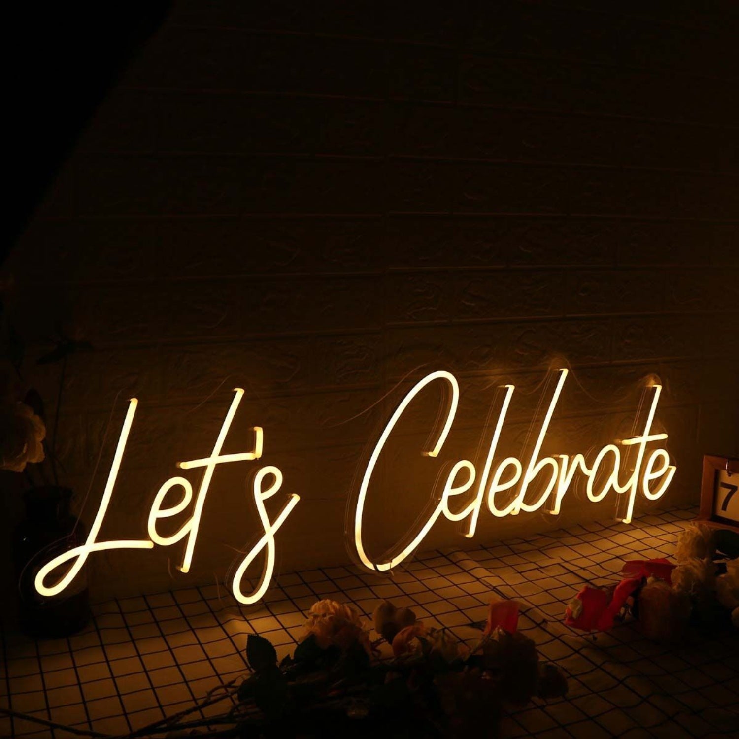 Lets Celebrate Yellow Led Neon Sign Fcelebratory Spaces | Shineneon