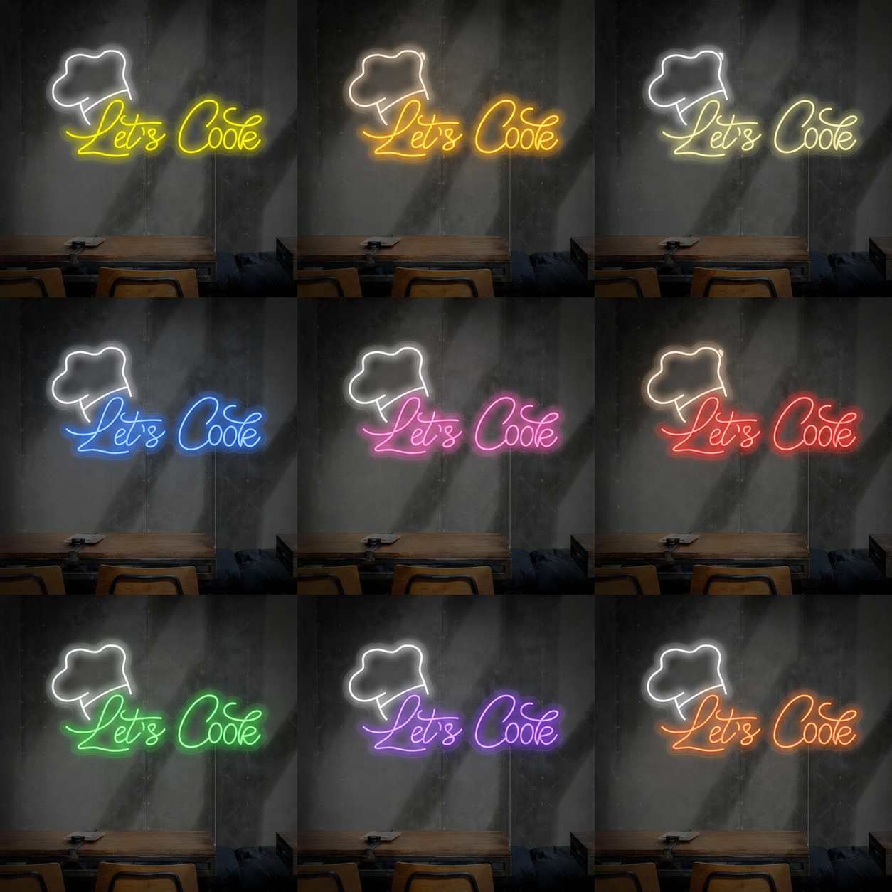 Let's Cook LED Neon Sign - 05 Color Grid