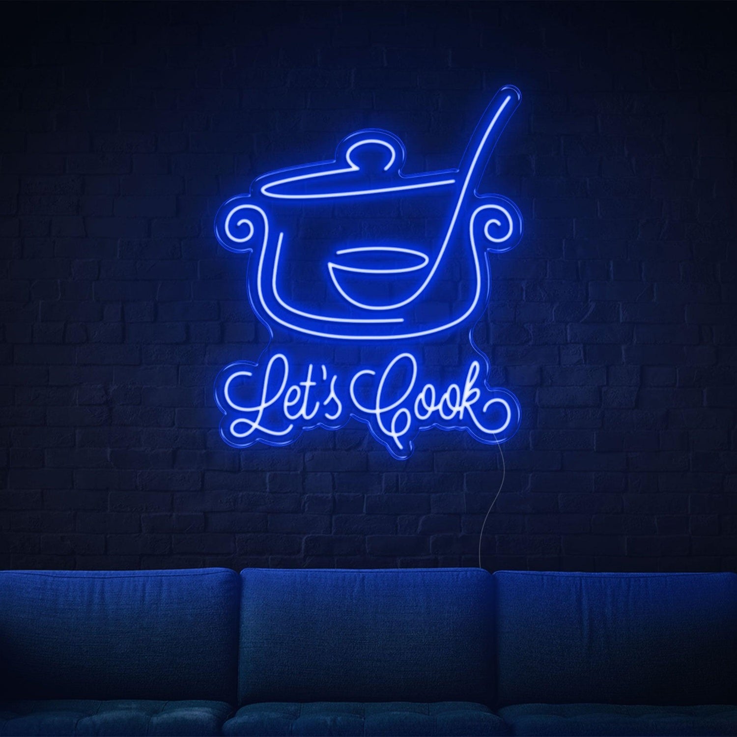 Lets Cook Warm Yellow Led Neon Sign With Pot Spoon Design For Kitchen Dining Decor | Shineneon