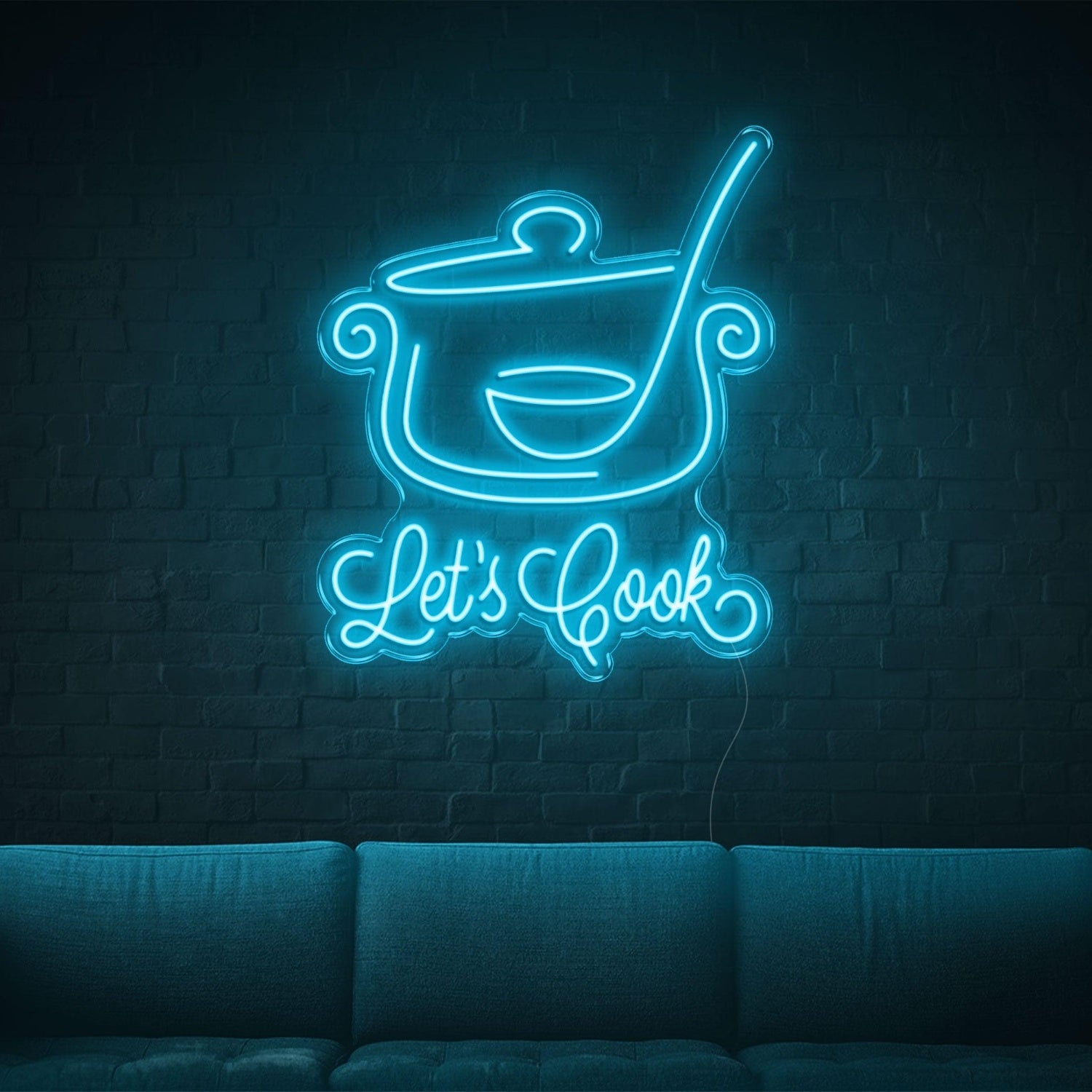 Lets Cook Warm Yellow Led Neon Sign With Pot Spoon Design For Kitchen Dining Decor | Shineneon