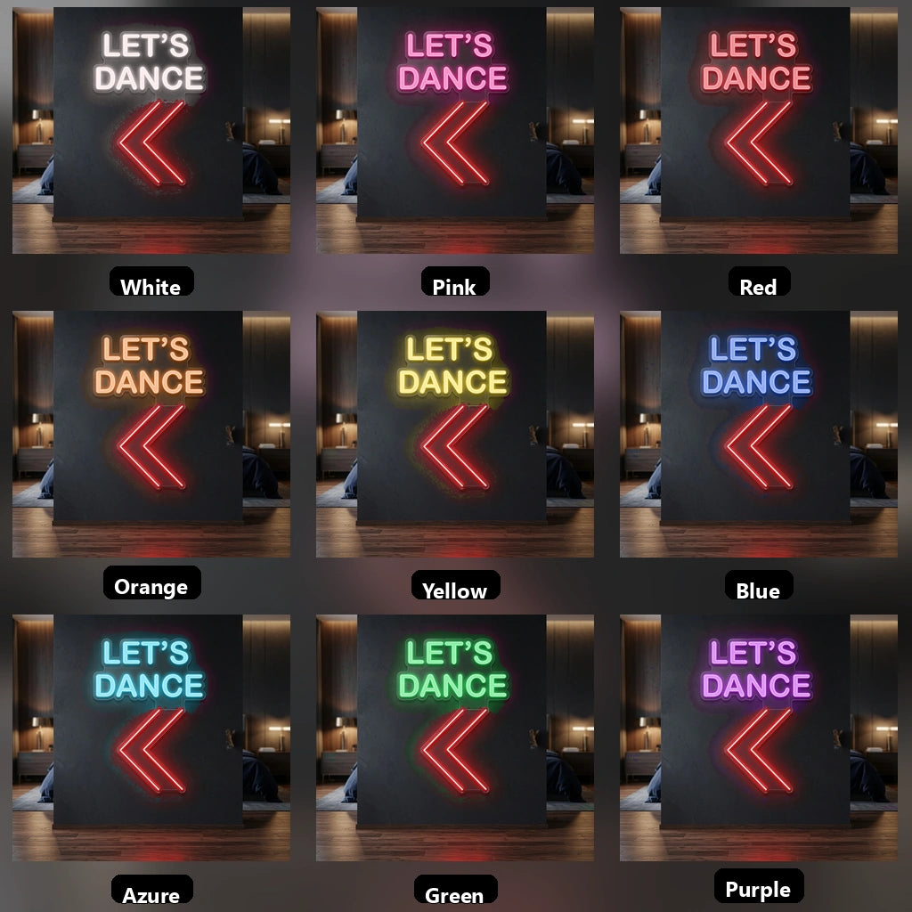 Let's Dance Bedroom Decor LED Neon Sign - 05 Color Grid
