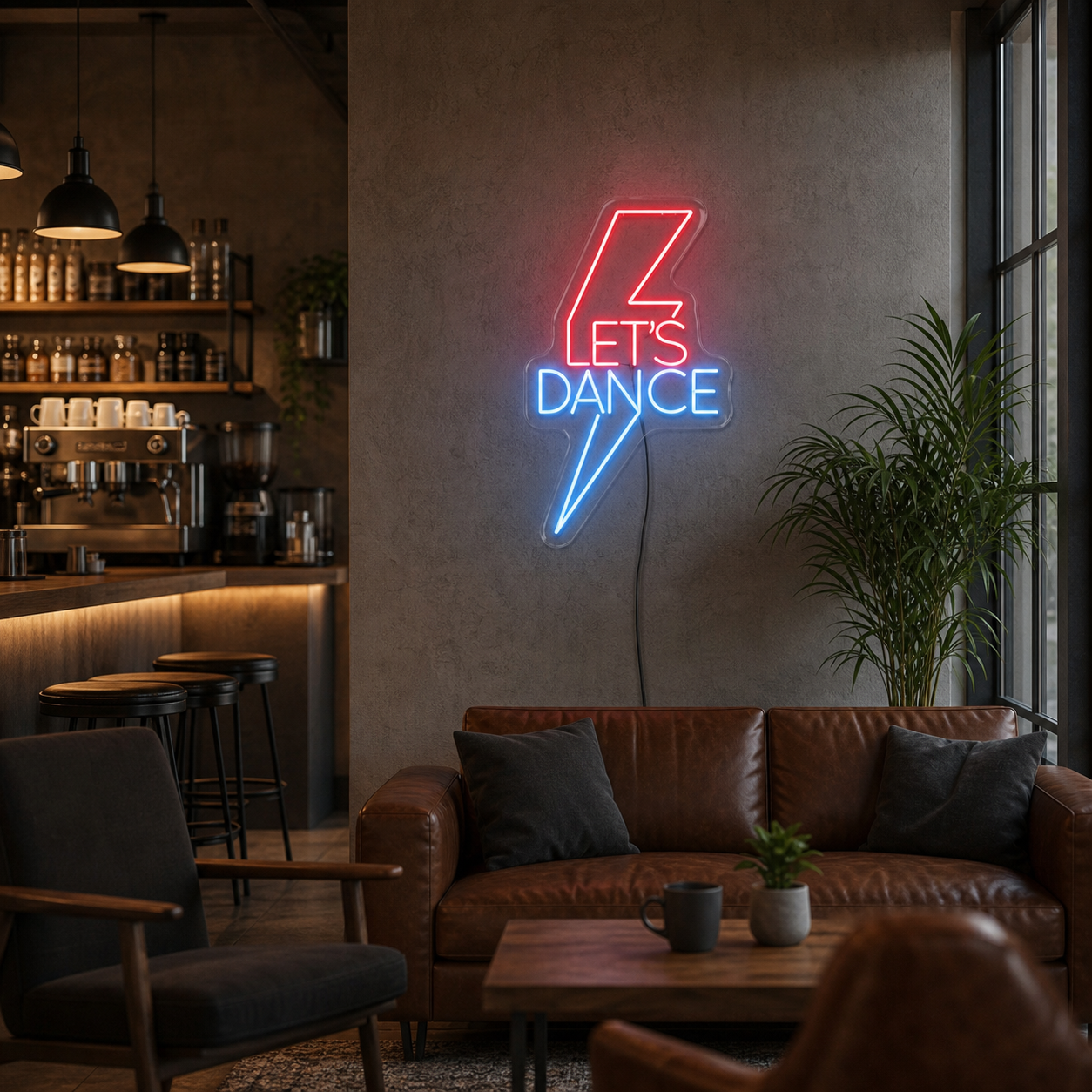 Lets Dance Coffee Bar Wall Art LED Neon Sign Wall Neon Sign - 04 Size Image