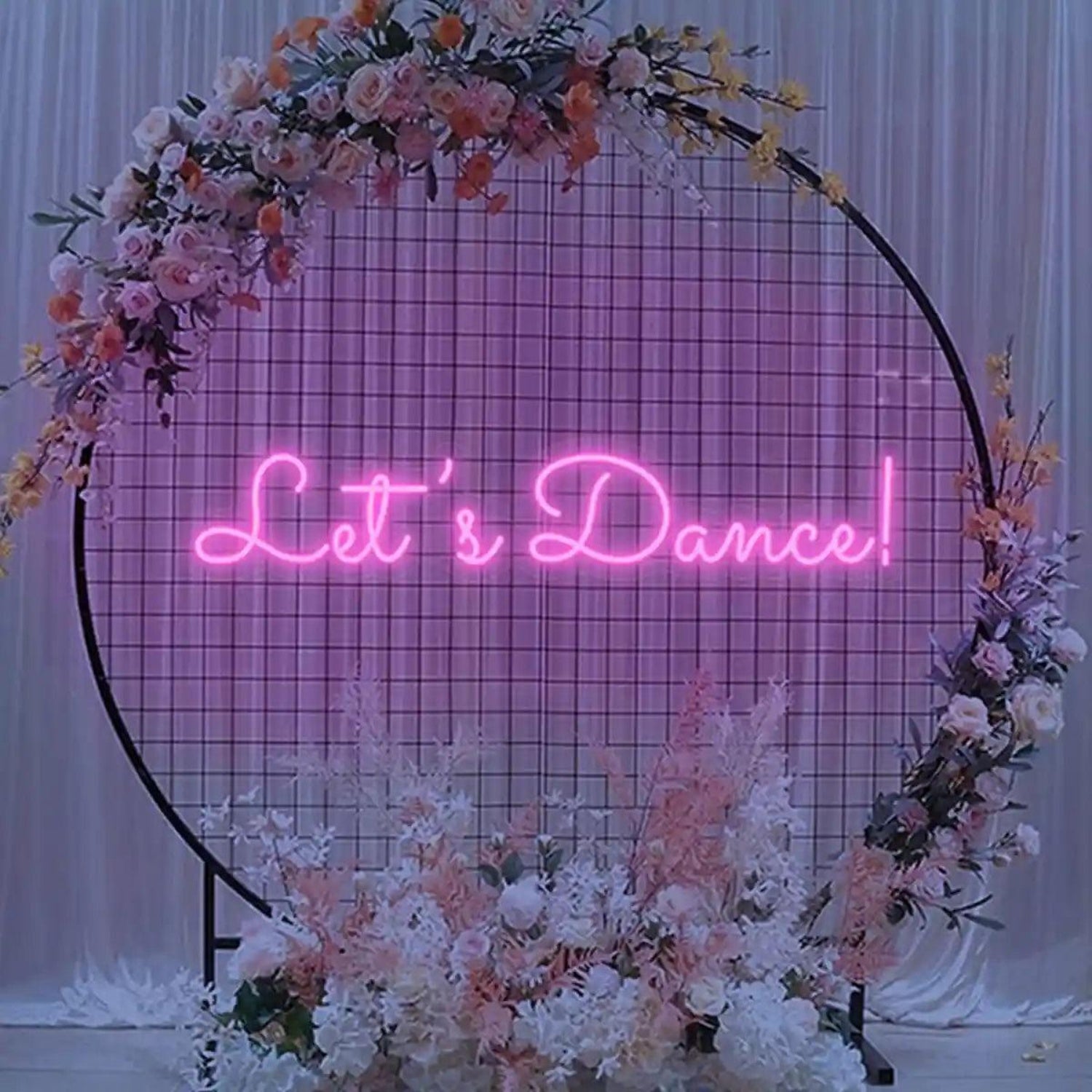 Lets Dance LED Neon Sign Wedding Party Floral Background | Shineneon