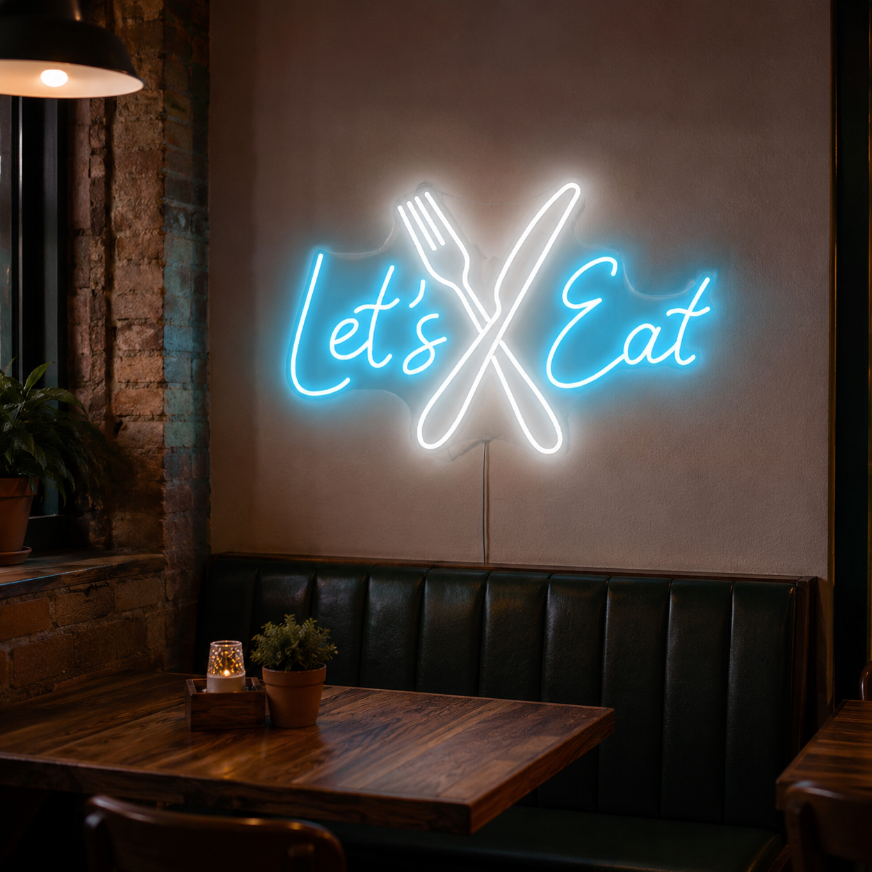 Let's Eat LED Neon Sign Home Wall Art - 03 Real Lifestyle Scene