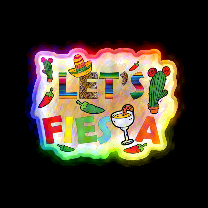 Lets Fiesta Cinco De Mayo Festival Taco Led Neon Sign Rgb Color - LED neon sign close-up detail