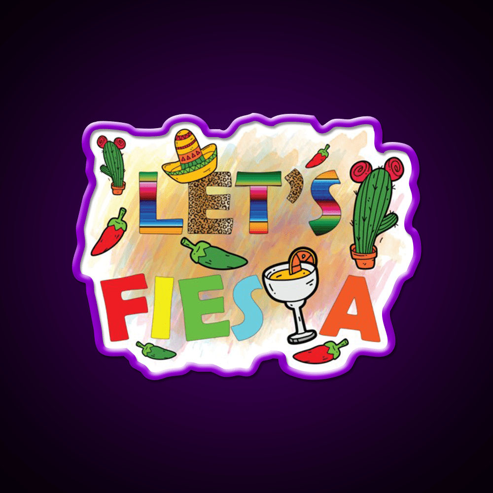 Lets Fiesta Cinco De Mayo Festival Taco Led Neon Sign Rgb Color - Shineneon
