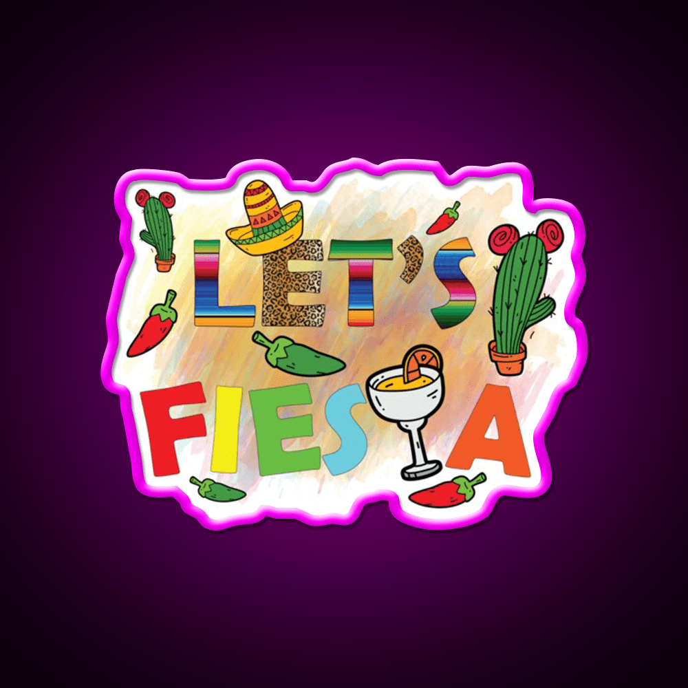 Lets Fiesta Cinco De Mayo Festival Taco Led Neon Sign Rgb Color - Shineneon