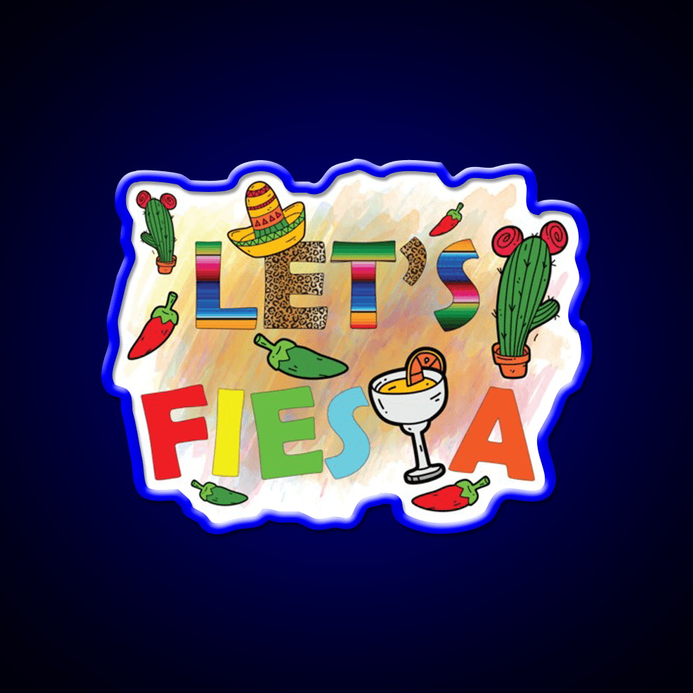 Lets Fiesta Cinco De Mayo Festival Taco Led Neon Sign Rgb Color - Shineneon