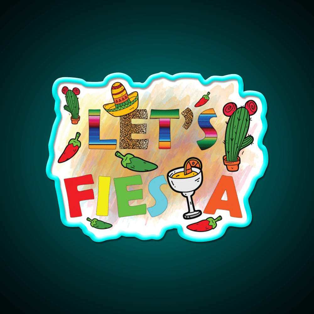 Lets Fiesta Cinco De Mayo Festival Taco Led Neon Sign Rgb Color - Shineneon