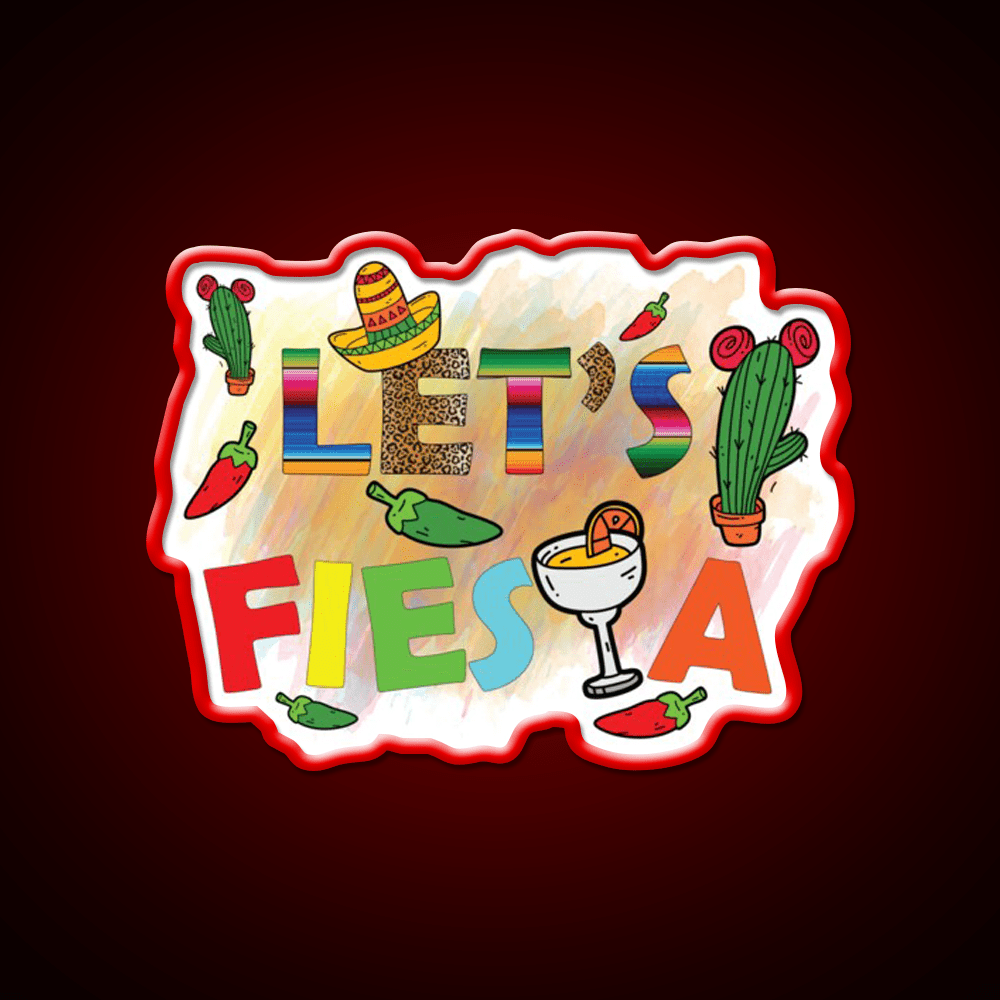 Lets Fiesta Cinco De Mayo Festival Taco Led Neon Sign Rgb Color - Shineneon