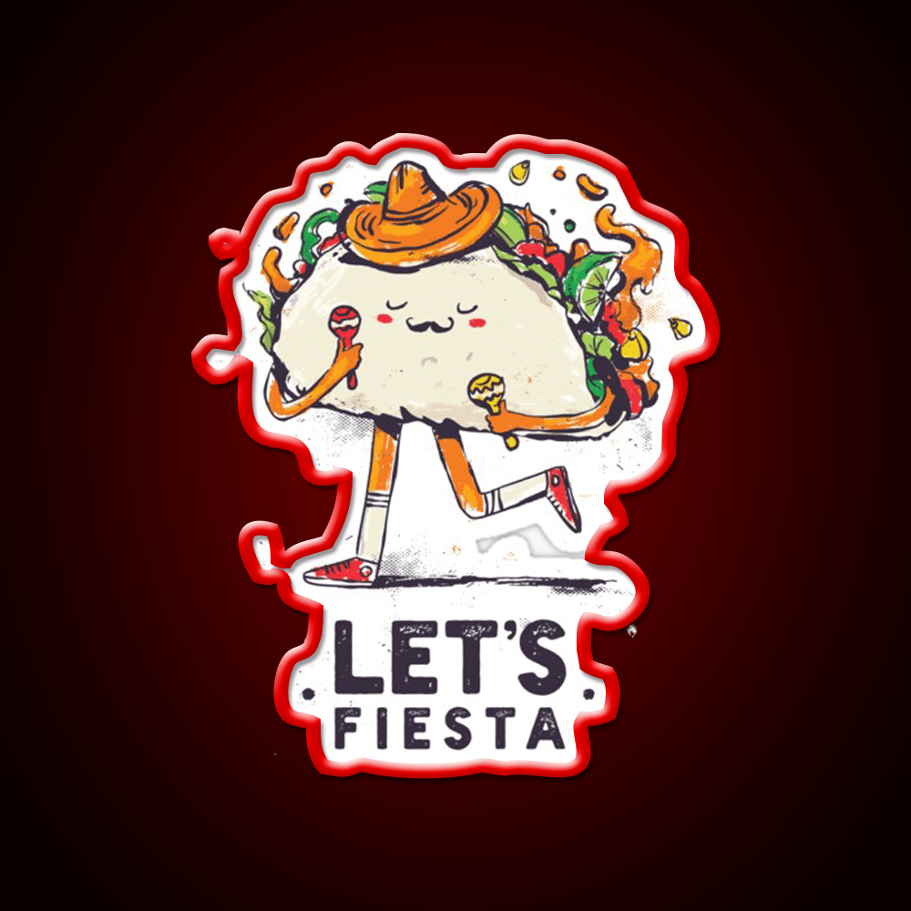 Lets Fiesta Cute Cinco De Mayo Taco Led Neon Sign Rgb Color - Shineneon