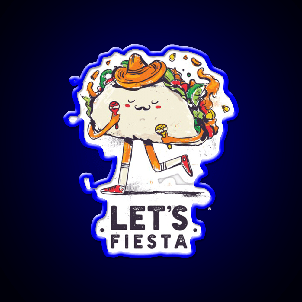 Lets Fiesta Cute Cinco De Mayo Taco Led Neon Sign Rgb Color - Shineneon