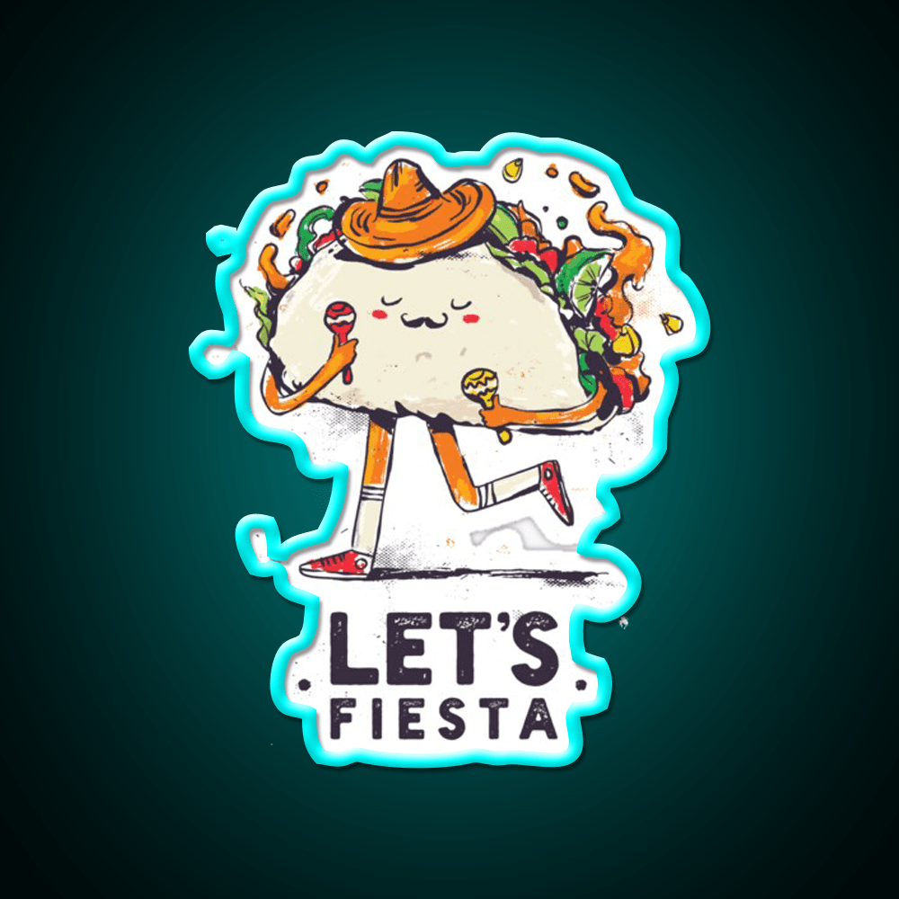 Lets Fiesta Cute Cinco De Mayo Taco Led Neon Sign Rgb Color - Shineneon