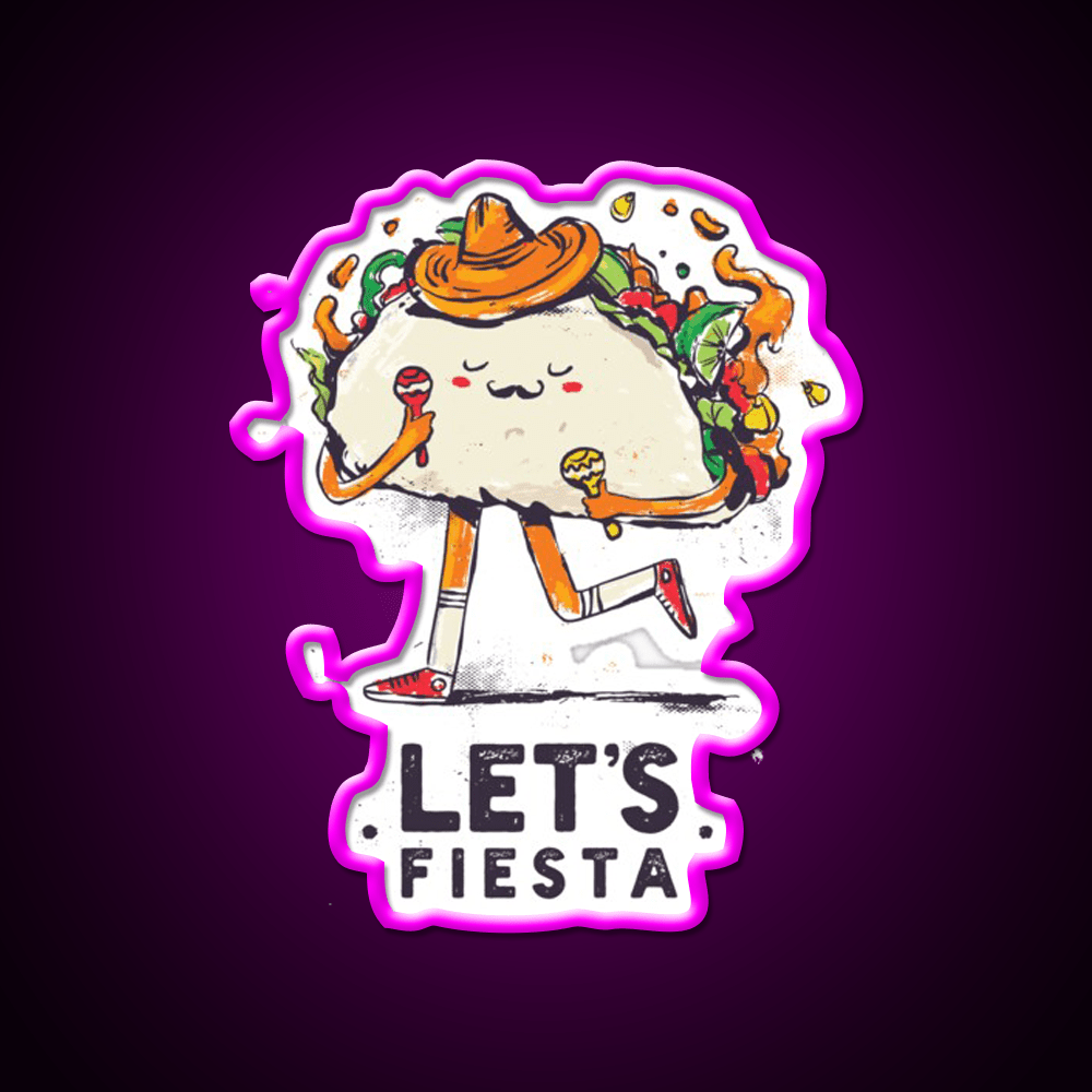 Lets Fiesta Cute Cinco De Mayo Taco Led Neon Sign Rgb Color - Shineneon