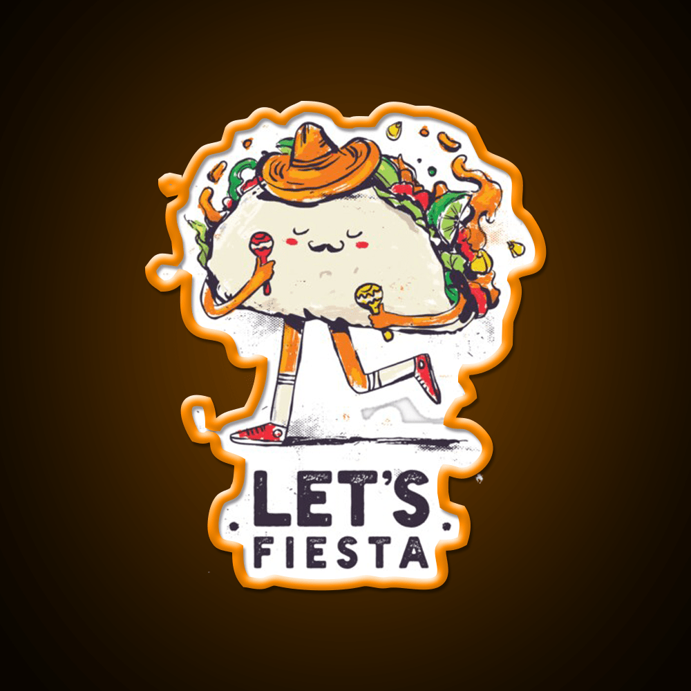 Lets Fiesta Cute Cinco De Mayo Taco Led Neon Sign Rgb Color - Shineneon