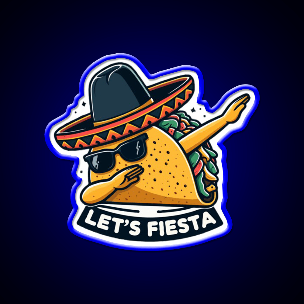 Lets Fiesta Dabbing Tacos Mexican Fiesta Party Taco Led Neon Sign Rgb Color - Shineneon