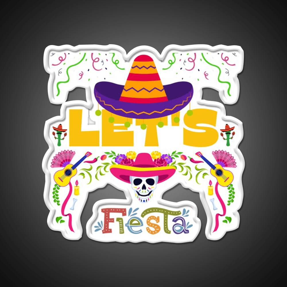 Lets Fiesta Mexican Party Funny Taco Led Neon Sign Rgb Color - Shineneon