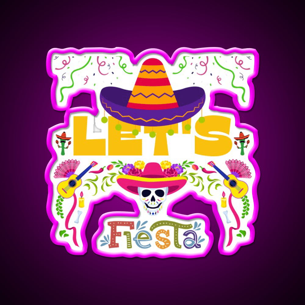 Lets Fiesta Mexican Party Funny Taco Led Neon Sign Rgb Color - Shineneon