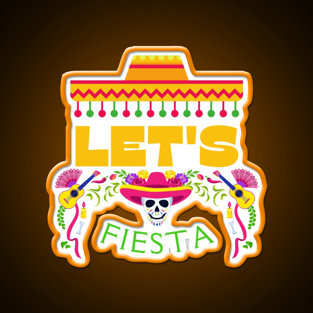 Lets Fiesta Mexican Party Taco Led Neon Sign Rgb Color - Shineneon
