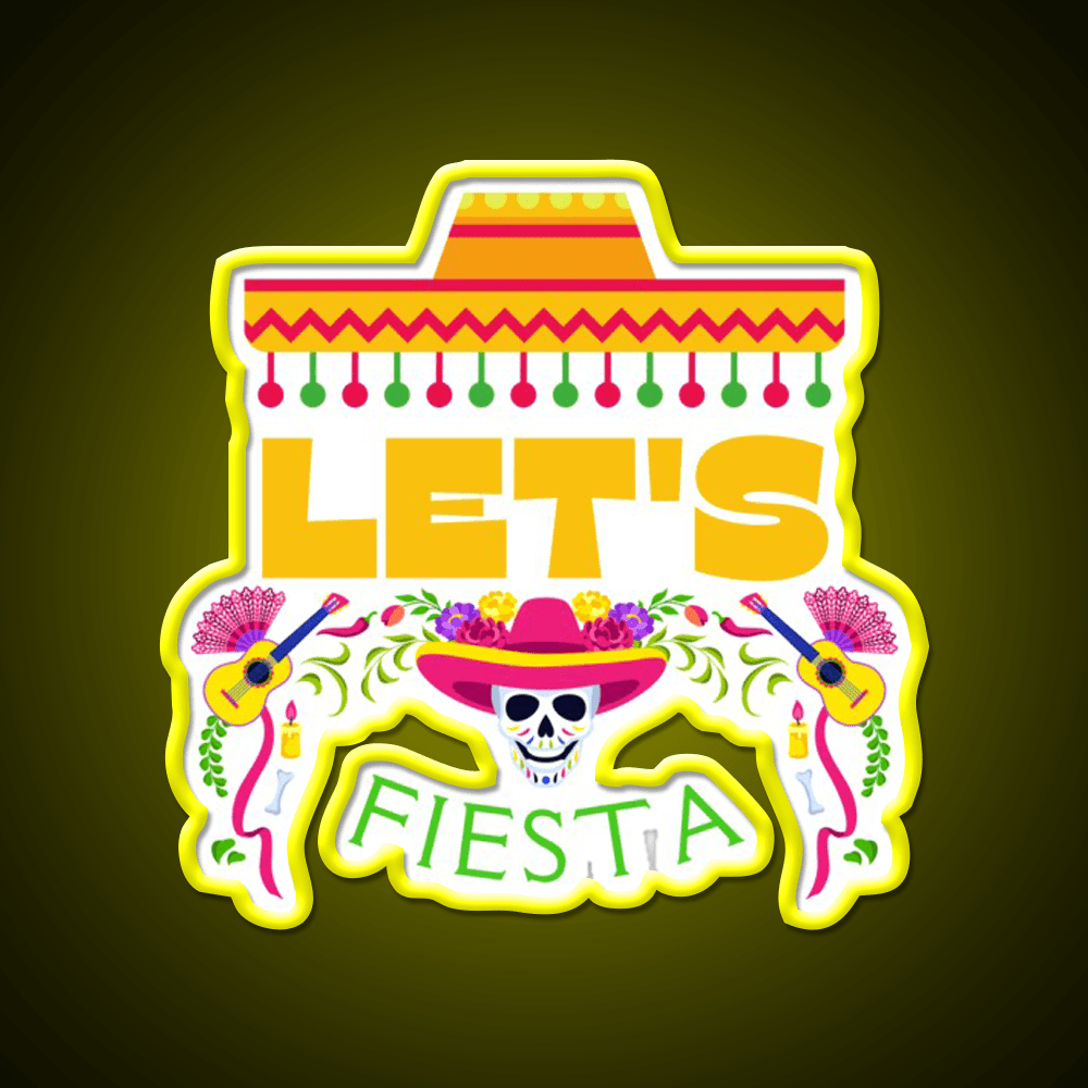 Lets Fiesta Mexican Party Taco Led Neon Sign Rgb Color - Shineneon