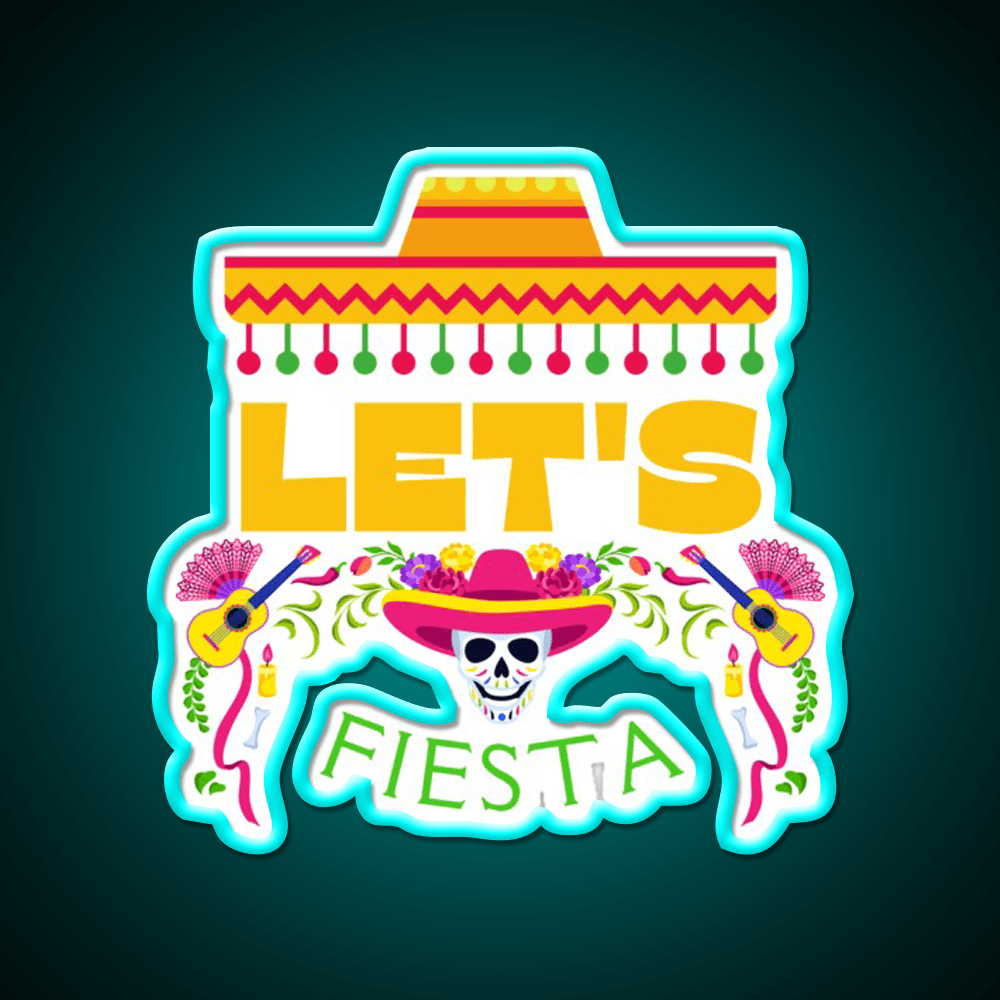 Lets Fiesta Mexican Party Taco Led Neon Sign Rgb Color - Shineneon