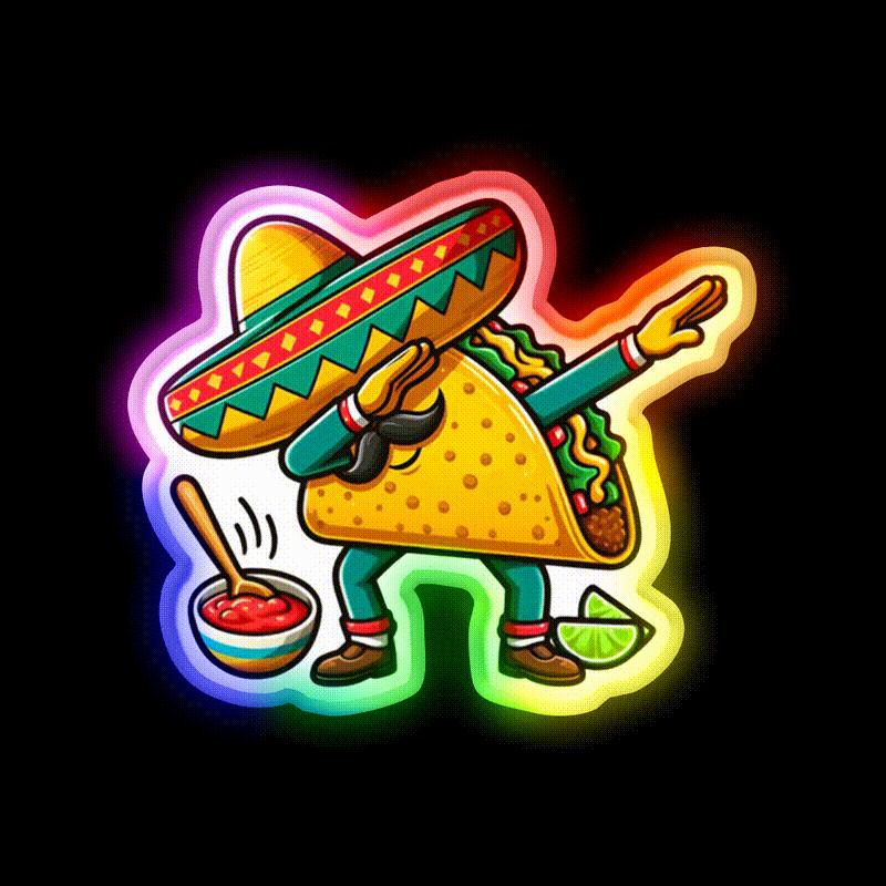 Lets Fiesta Mexican Taco De Mayo Taco Led Neon Sign Food Neon Sign Rgb Color - LED neon sign close-up detail