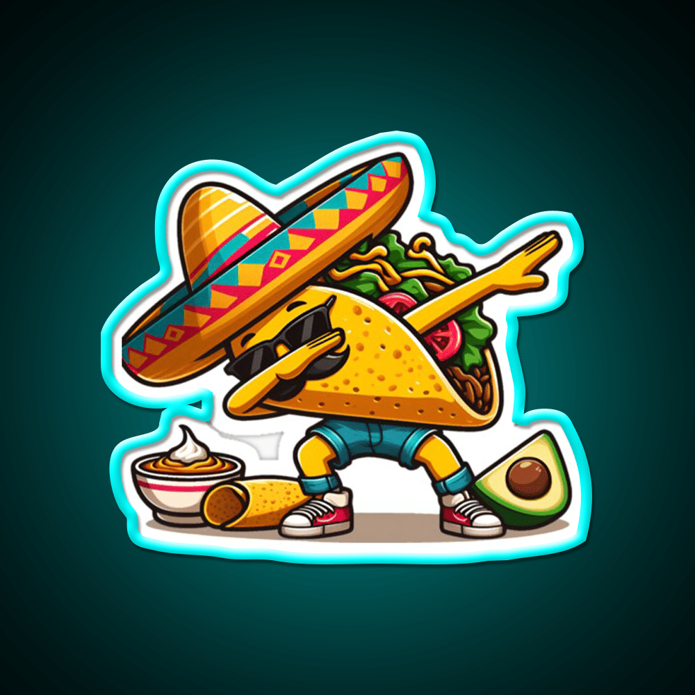 Lets Fiesta Mexican Taco De Mayo Taco Led Neon Sign Taco Fan Rgb Color - Shineneon