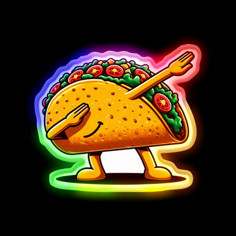 Lets Fiesta Mexican Taco De Mayo Taco Led Neon Sign Taco Light Rgb Color - LED neon sign close-up detail