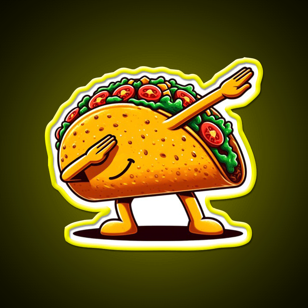 Lets Fiesta Mexican Taco De Mayo Taco Led Neon Sign Taco Light Rgb Color - Custom LED neon sign front view