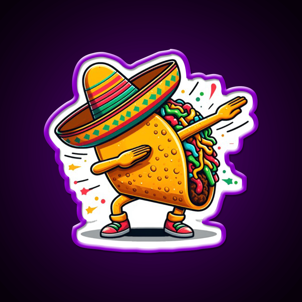 Lets Fiesta Mexican Taco De Mayo Taco Led Neon Sign Wall Art Rgb Color - Shineneon