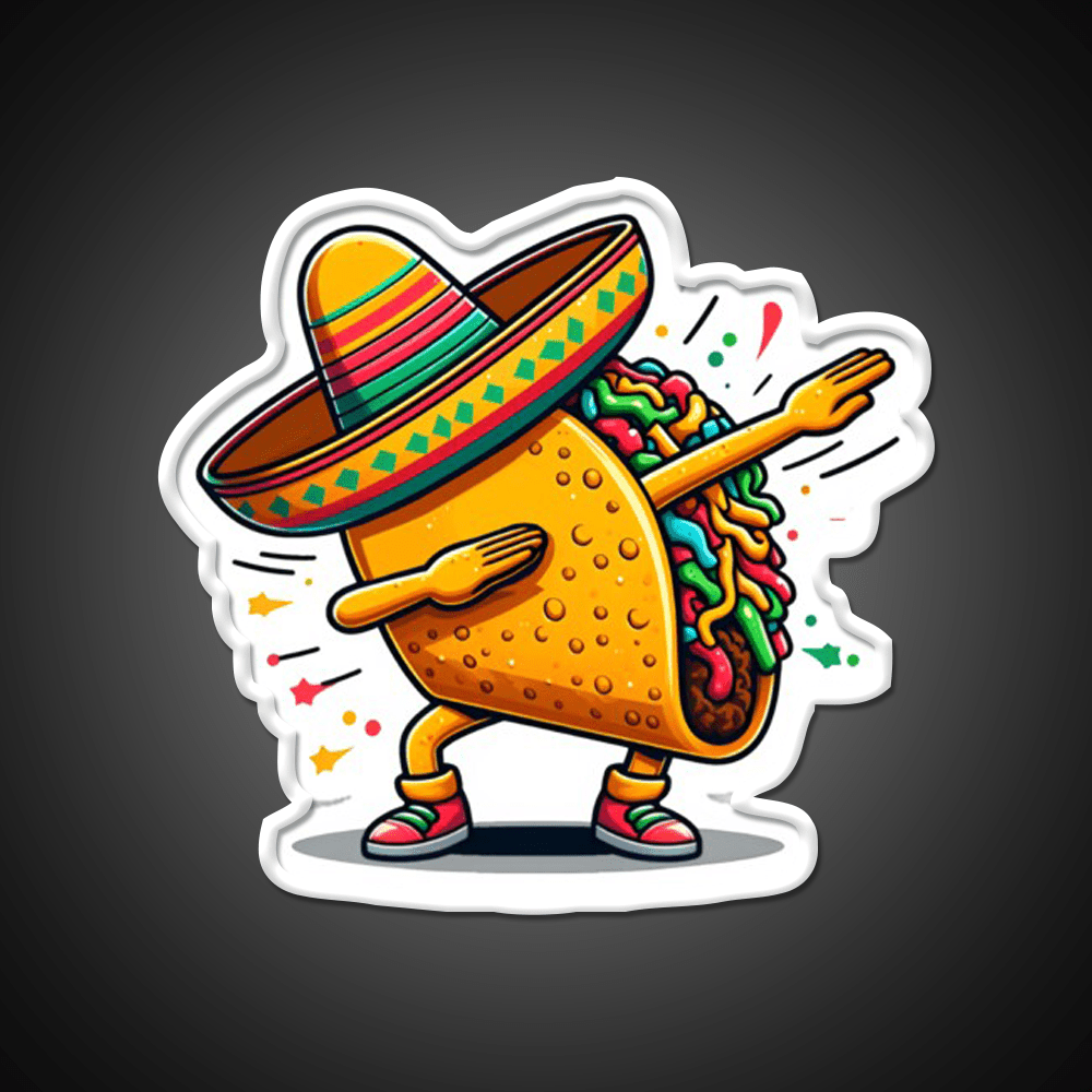 Lets Fiesta Mexican Taco De Mayo Taco Led Neon Sign Wall Art Rgb Color - Shineneon