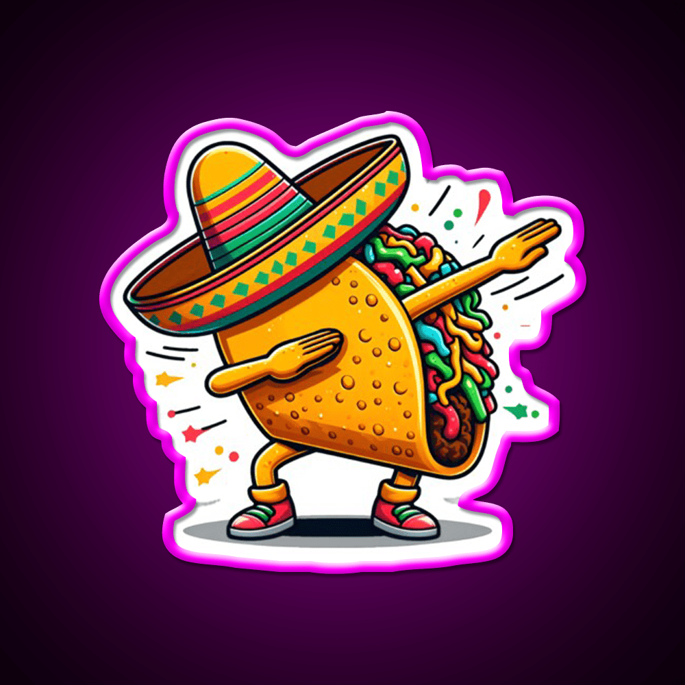 Lets Fiesta Mexican Taco De Mayo Taco Led Neon Sign Wall Art Rgb Color - Shineneon