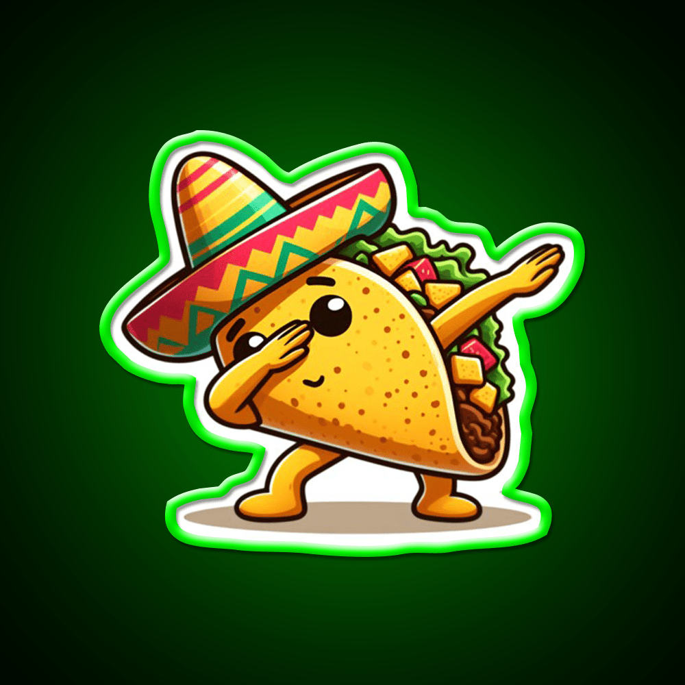 Lets Fiesta Mexican Taco De Mayo Taco Led Neon Sign Wall Light Rgb Color - Shineneon