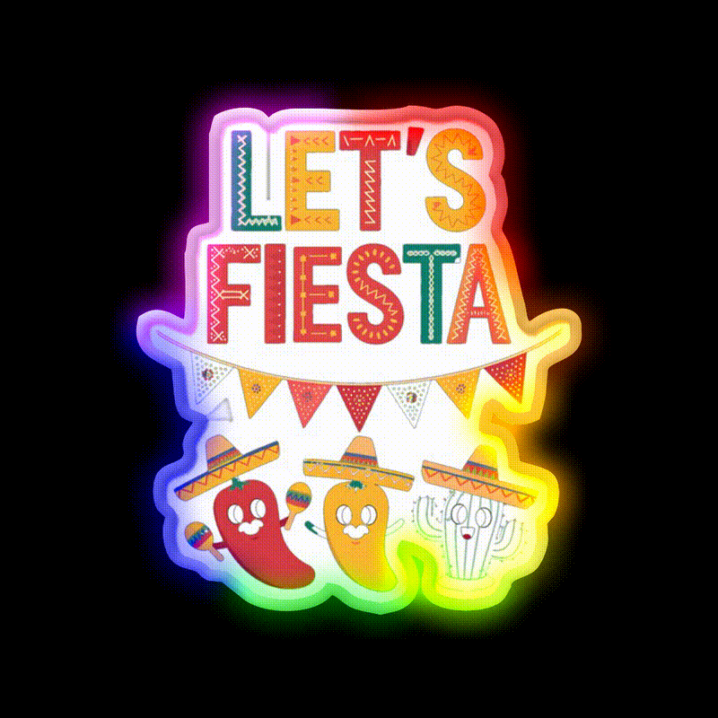 Lets Fiesta Mexico Taco Led Neon Sign Mexican Food Sign Rgb Color - LED neon sign close-up detail