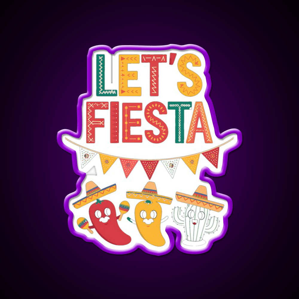 Lets Fiesta Mexico Taco Led Neon Sign Mexican Food Sign Rgb Color - Shineneon