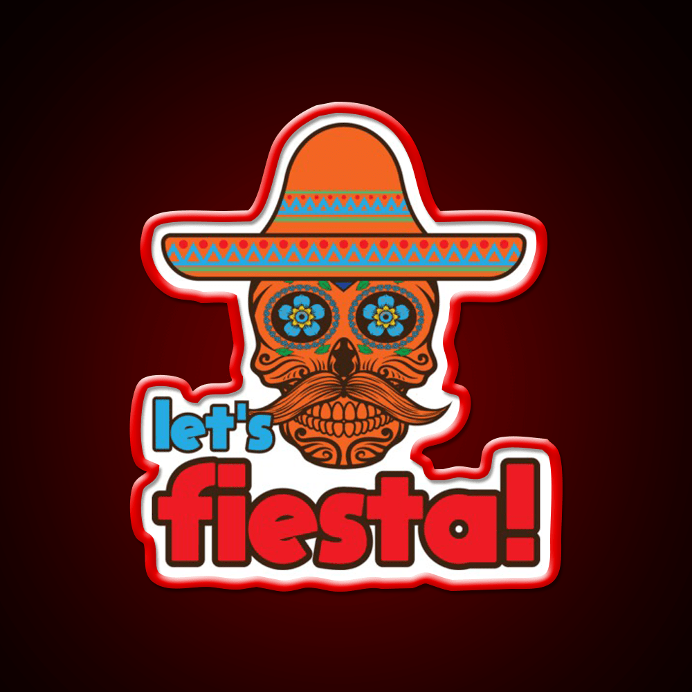Lets Fiesta Skull Sugar Fiesta Taco Led Neon Sign Mexican Food Sign Rgb Color - Shineneon