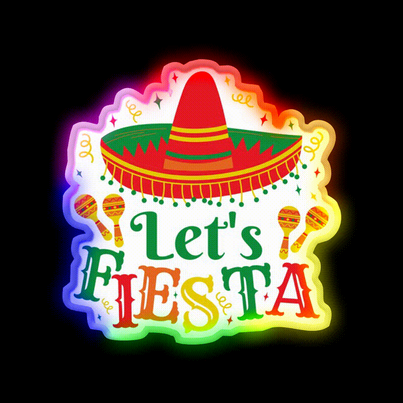 Lets Fiesta Taco Led Neon Sign Mexican Food Sign Rgb Color - LED neon sign close-up detail