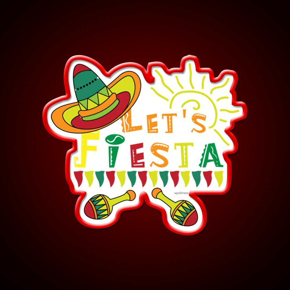 Lets Fiesta Taco Led Neon Sign Mexican Food Sign Kitchen Sign Rgb Color - Shineneon