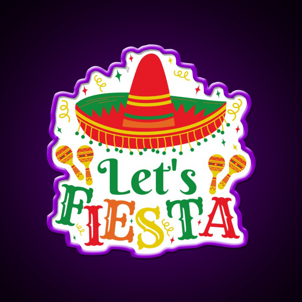 Lets Fiesta Taco Led Neon Sign Mexican Food Sign Rgb Color - Shineneon