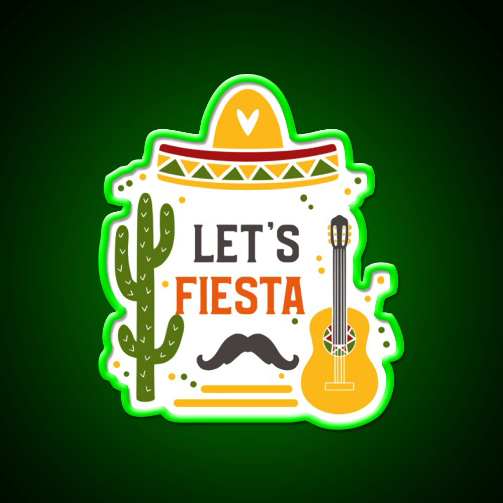 Lets Fiesta Taco Led Neon Sign Mexican Food Sign Wall Light Rgb Color - Shineneon