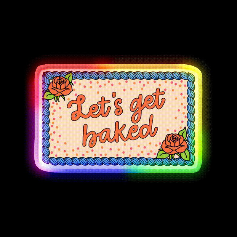 Lets Get Baked The Peach Fuzz Hemp Inspired Green Leaf Led Neon Sign Rgb Color - LED neon sign close-up detail